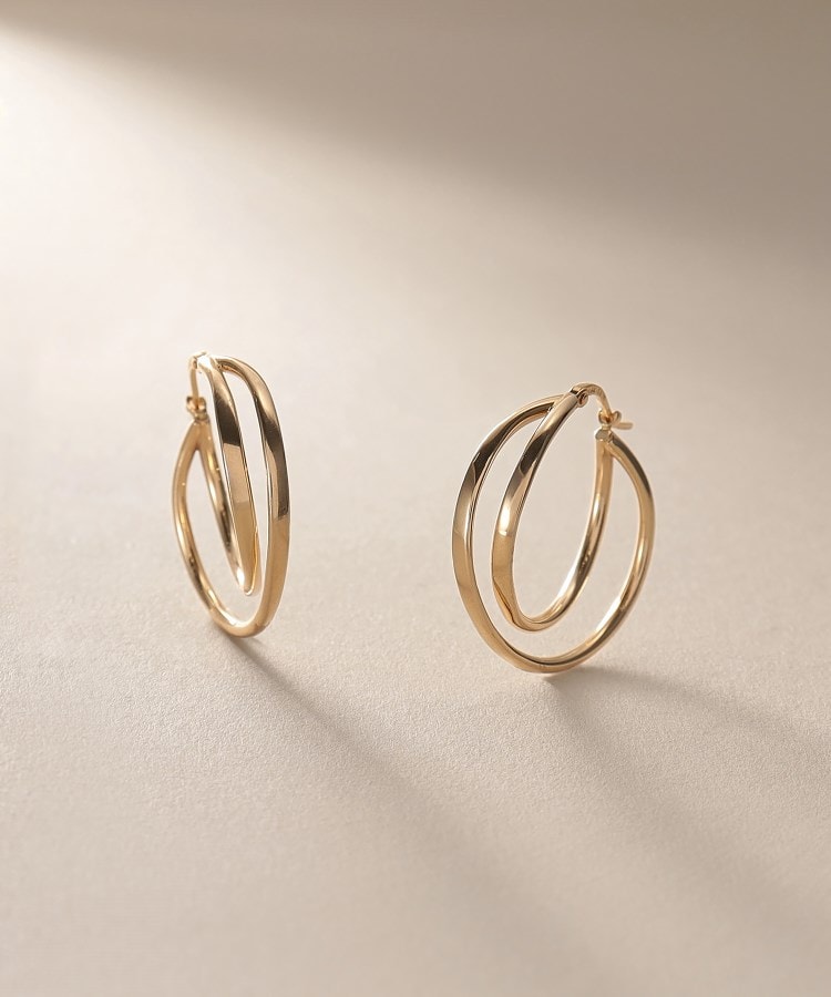 高感度ショップで2023年売れたブランド K10中空クロスダブル フープピアス（ピアス） | COCOSHNIK アクセサリー