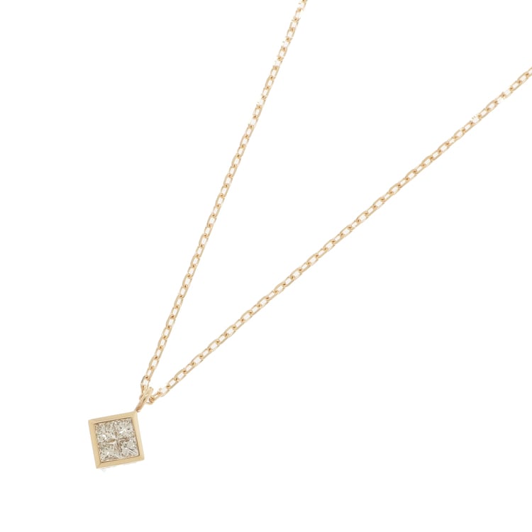 ココシュニック(COCOSHNIK)のK10ダイヤモンド プリンセスカット ひし形ネックレス ネックレス