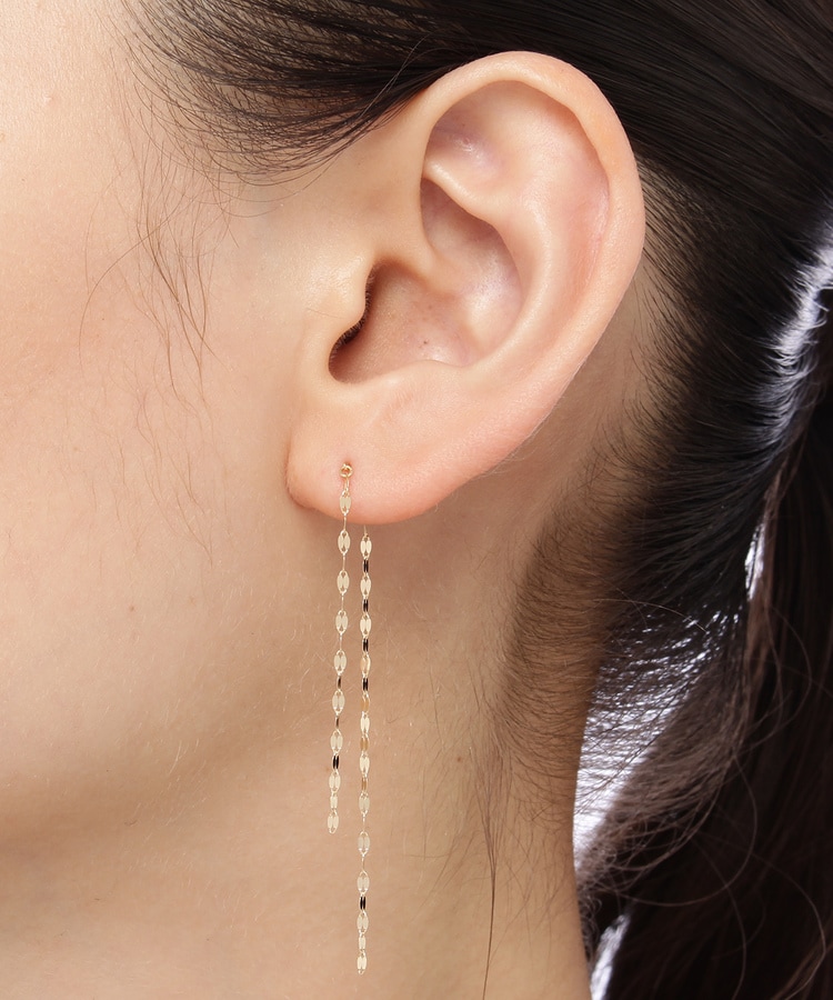 オープニング 大放出セール K18フラワークロスチェーン 2連スタッドピアス（ピアス アクセサリー