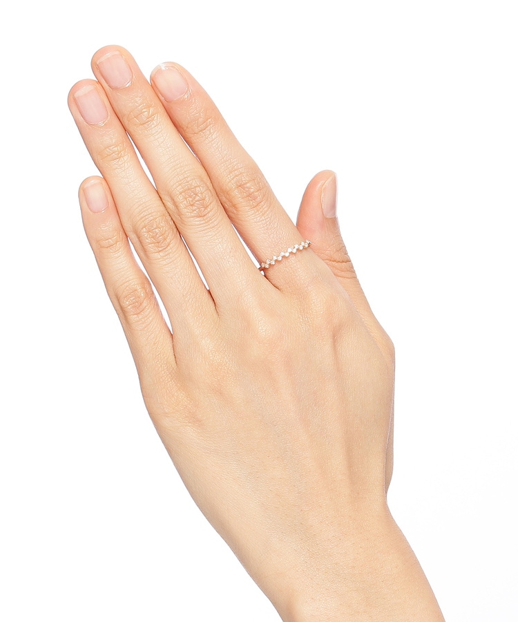 ココシュニック(COCOSHNIK)のK10ダイヤモンド 爪留め ハーフエタニティリング6