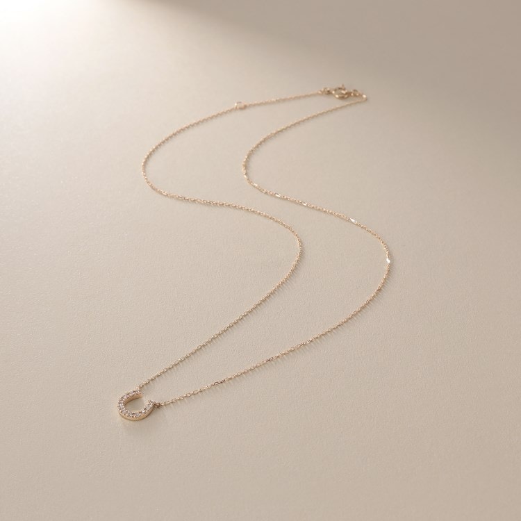 K10ダイヤモンド 馬蹄モチーフ ネックレス(ネックレス K10ダイヤモンド 馬蹄モチーフ ネックレス(ネックレス
