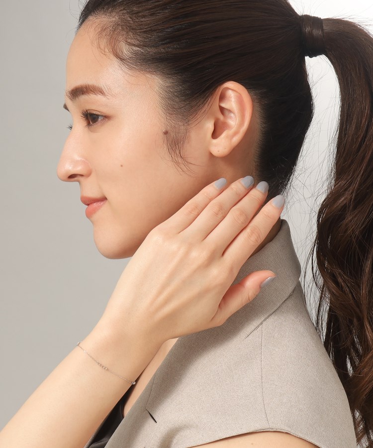 プラチナ カットビーズ ステーションブレスレット（ブレスレット