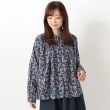 ワンズテラス(one'sterrace)の綿レーヨンスタンドカラーシャツ ネイビー(994)