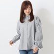ワンズテラス(one'sterrace)の起毛バンドカラー フリル衿前開きシャツ ネイビー(994)