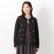 ワンズテラス(one'sterrace)の花柄刺繍入り ドロップスリーブニットカーディガン チャコールグレー(913)