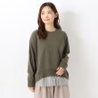 ワンズテラス(one'sterrace)のシャツレイヤード風 異素材コンビプルオーバー カーキ(927)