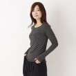 ワンズテラス(one'sterrace)の◆ボーダー柄 Uネックプルオーバー ブラック(919)