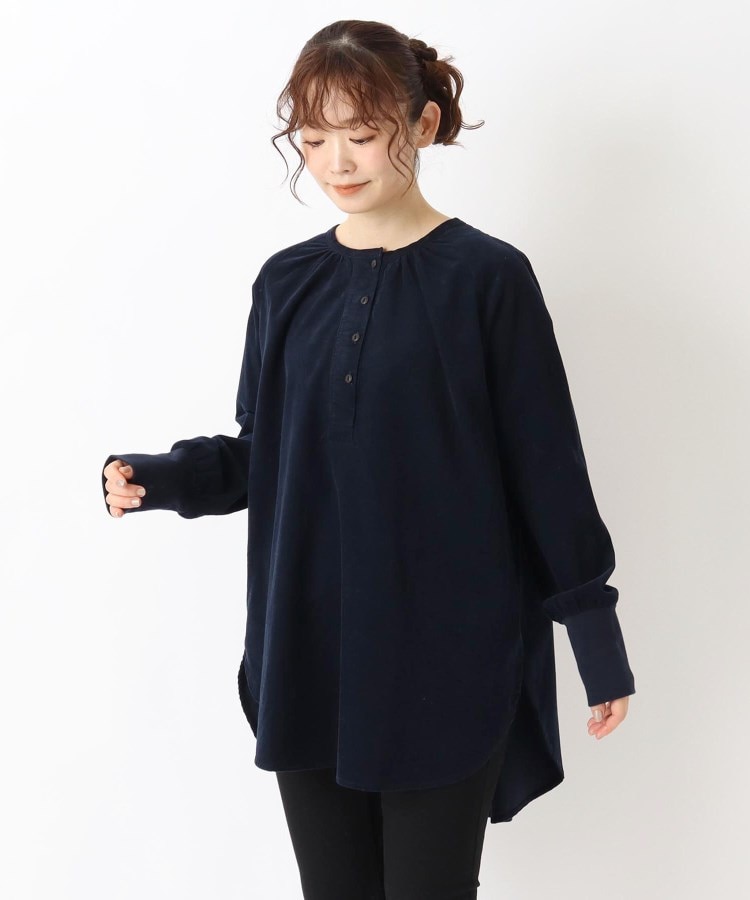 ワンズテラス(one'sterrace)のコーデュロイ ラグラン袖チェニックシャツ ネイビー(994)