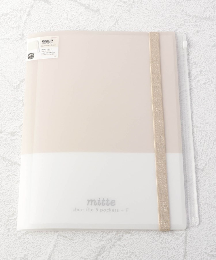 ワンズテラス(one'sterrace)の◆mitte バンド付クリアファイル5P+ファスナーポケット ベージュ(952)