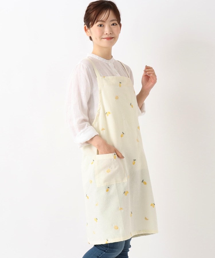 ワンズテラス(one'sterrace)の◆【ワンズテラスオリジナル】レモン 刺繍バッククロスエプロン イエロー(932)