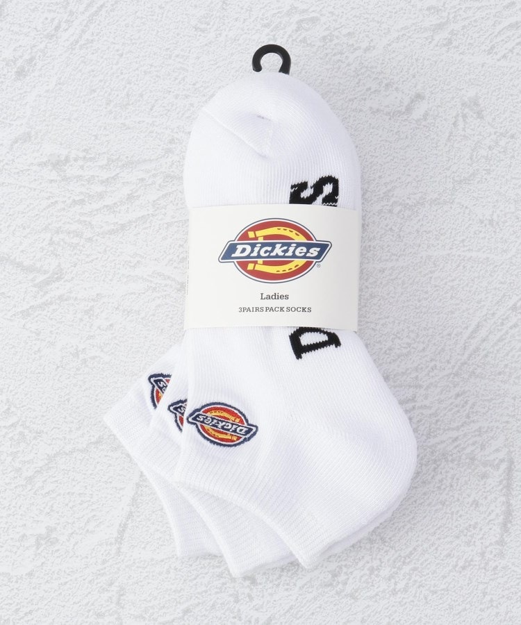 ワンズテラス(one'sterrace)の◆DICKIES ロゴ刺繍底パイル 3P アンクルソックス ホワイト(901)