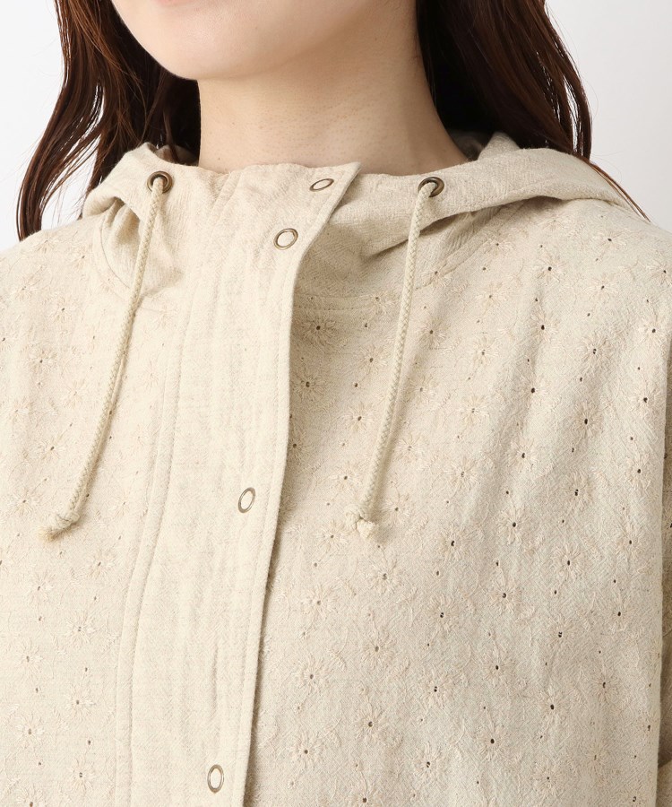 花刺繍入り フード付きロングコート(フーデットコート) | one 花刺繍入り フード付きロングコート(フーデットコート) | one
