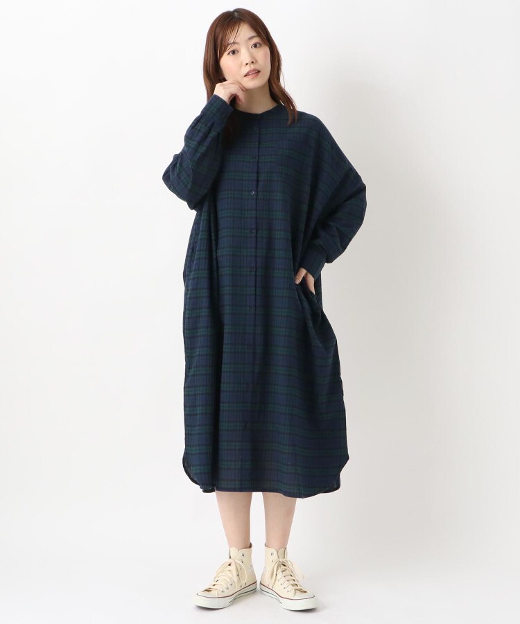 ワンズテラス(one'sterrace)の◆綿 ワイドシャツワンピース グリーン(922)