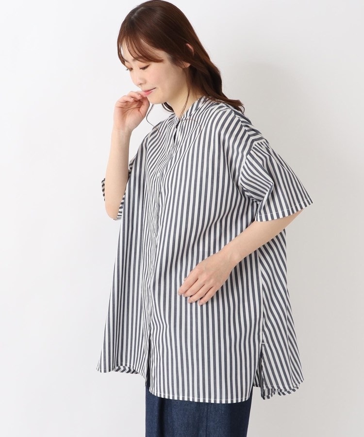 ワンズテラス(one'sterrace)の【リンネル掲載】ポプリンバックフレアシャツ ネイビー(994)