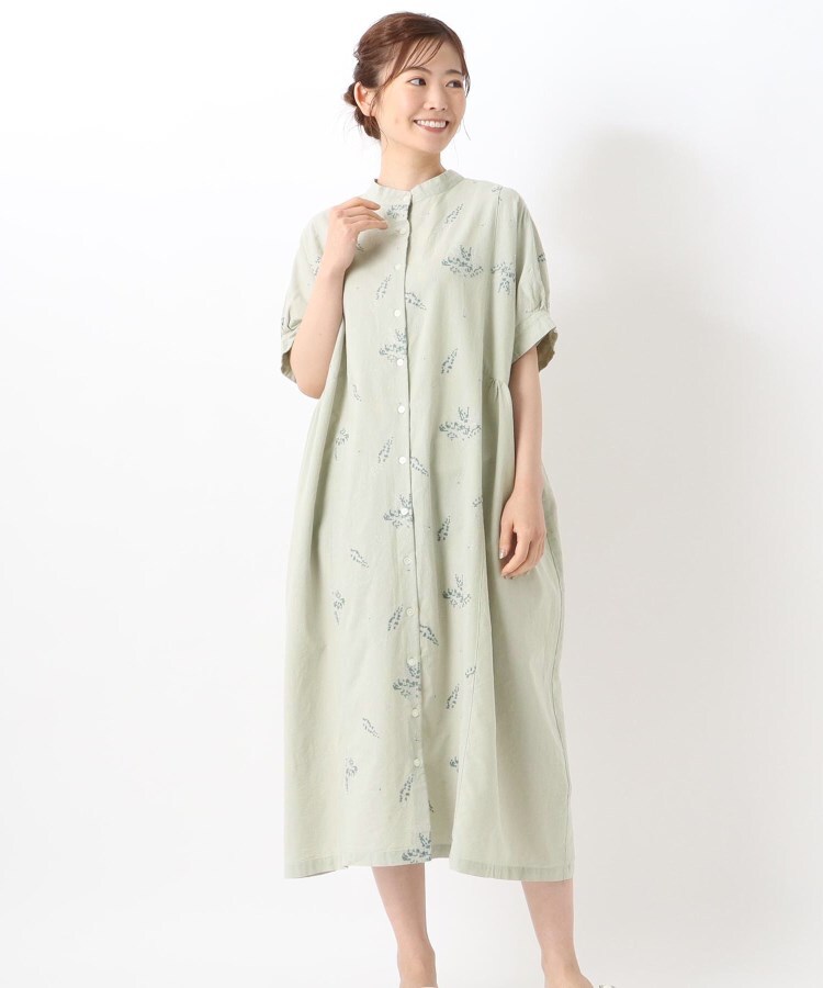 ワンズテラス(one'sterrace)の◆コットン総柄刺繍ワンピース ライトグリーン(920)