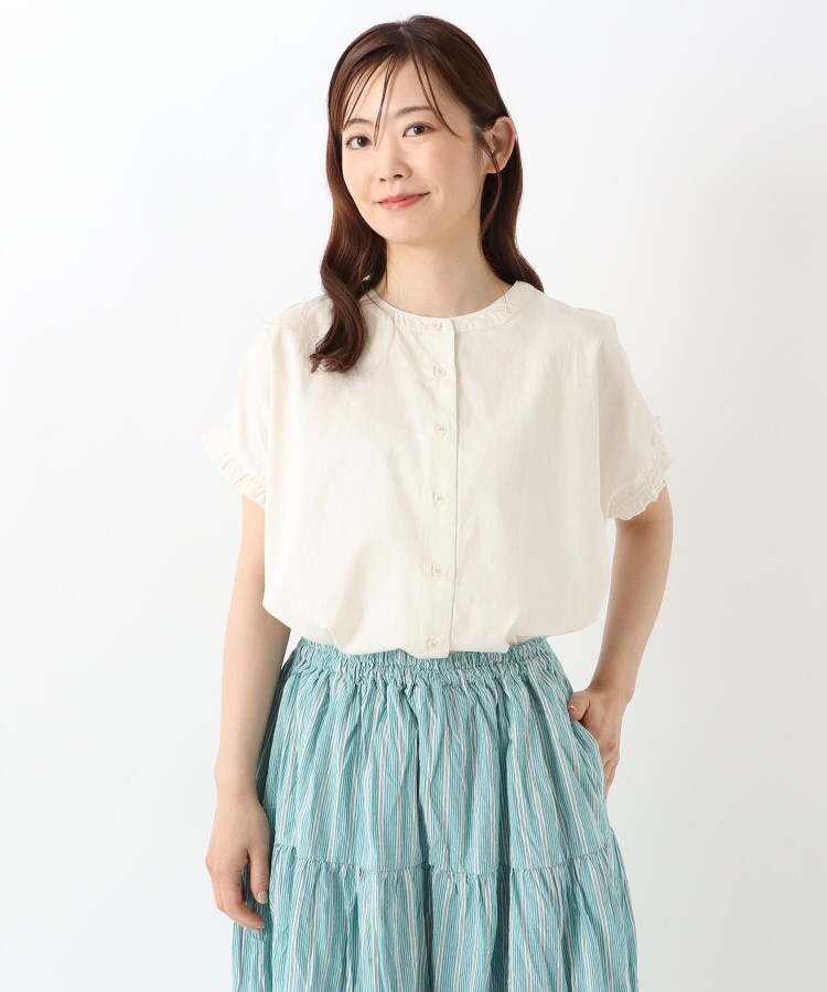 ワンズテラス(one'sterrace)の◆デニム袖口フリル付きチュニックシャツ アイボリー(904)