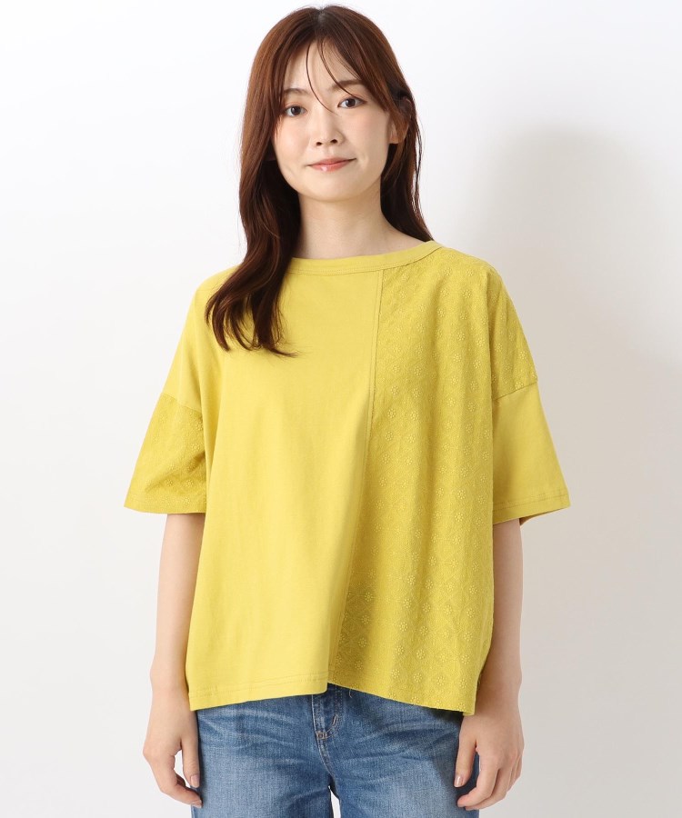 ワンズテラス(one'sterrace)のパッチワーク 5分袖プルオーバー イエロー(932)