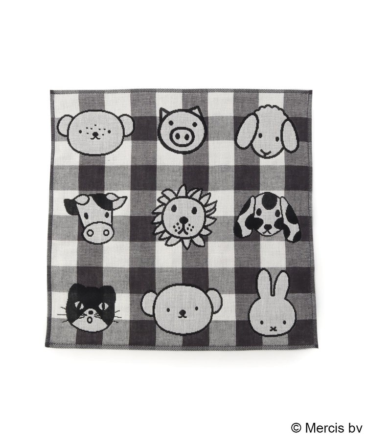 ワンズテラス(one'sterrace)の◆Dick Bruna miffy 三重ガーゼハンカチ モノクロ グレー(912)