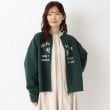 ワンズテラス(one'sterrace)の裏毛 カレッジ風 ロゴプリントカーディガン グリーン(922)