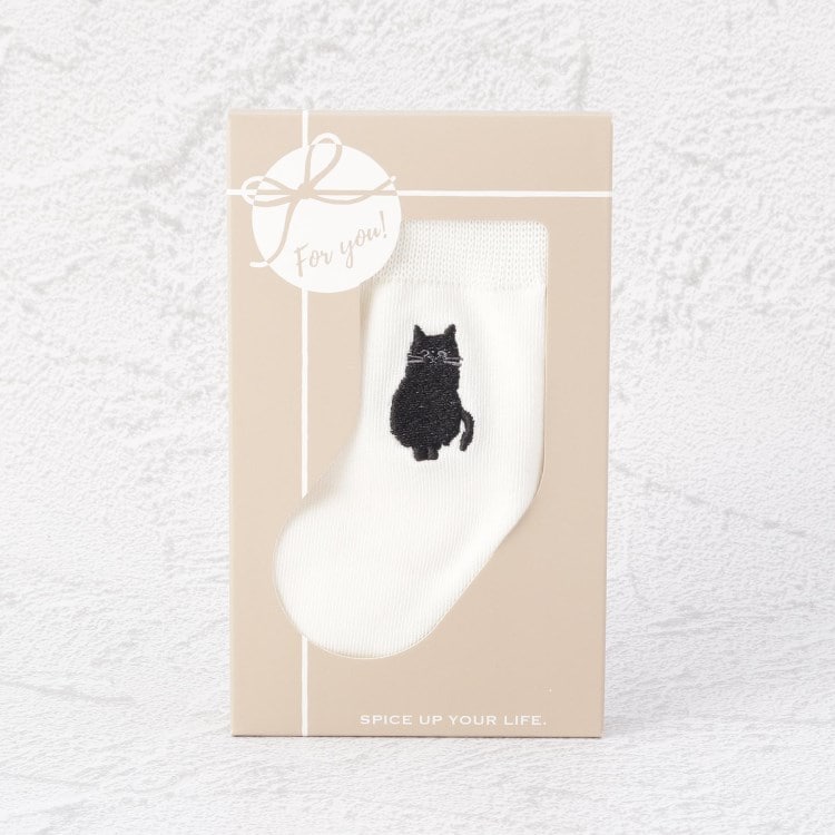 ワンズテラス(one'sterrace)の◆刺繍 オスワリキャット クォーターソックス ソックス