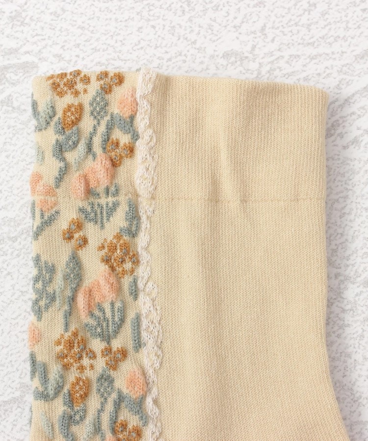 ワンズテラス(one'sterrace)の◆あなたに優しい 逆スパ絵画花 クォーターソックス2