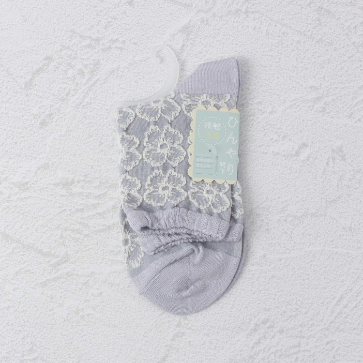 ワンズテラス(one'sterrace)の◆【ひんやり】 花刺繍風 クォーターソックス ソックス