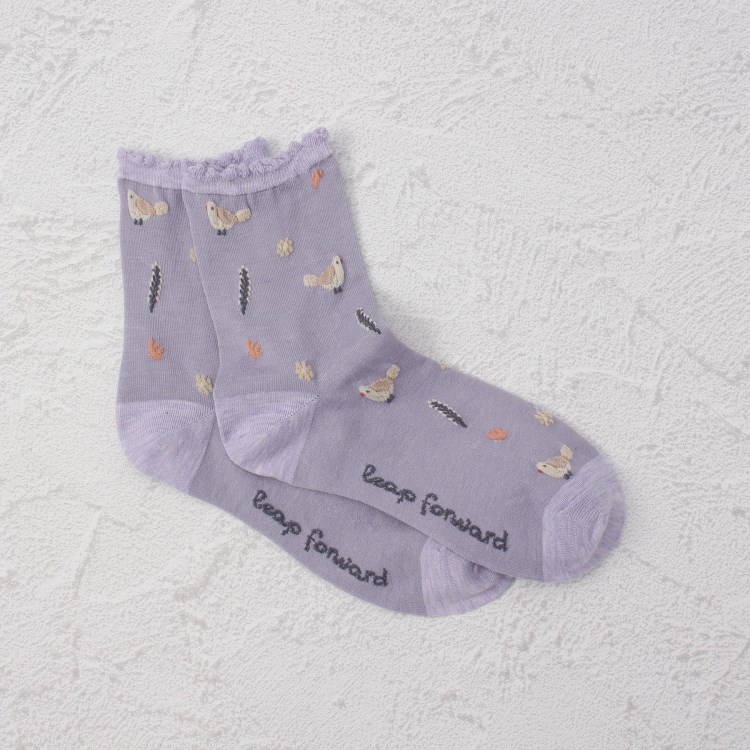 ワンズテラス(one'sterrace)の◆ラッキーモチーフ 小鳥花 クォーターソックス ソックス