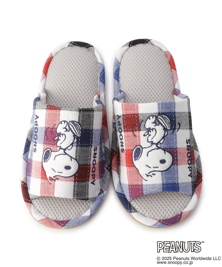 ワンズテラス(one'sterrace)のSNOOPY スリッパ メッシュチェック外縫4