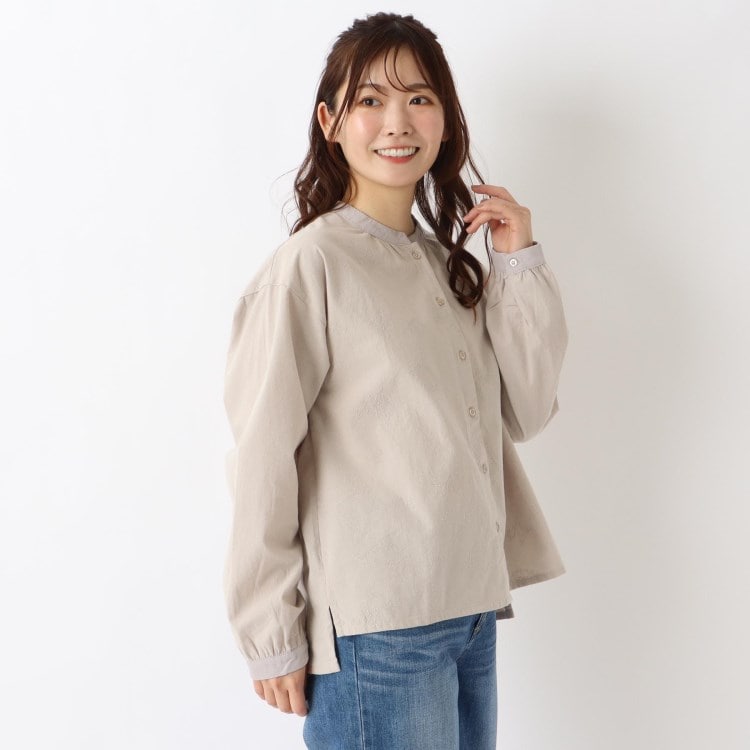 フランネル 単色花柄刺繍ブラウス(シャツ・ブラウス) | one フランネル 単色花柄刺繍ブラウス(シャツ・ブラウス) | one