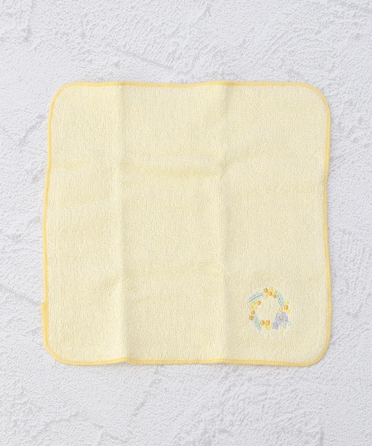 ワンズテラス(one'sterrace)の◆刺繍 タオルハンカチ リース ミモザ イエロー(932)