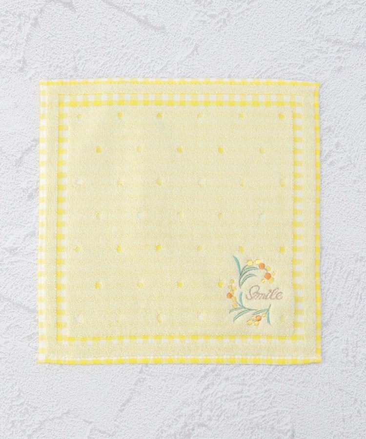 ワンズテラス(one'sterrace)の◆ミモザ刺繍 タオルハンカチ ドット イエロー(932)