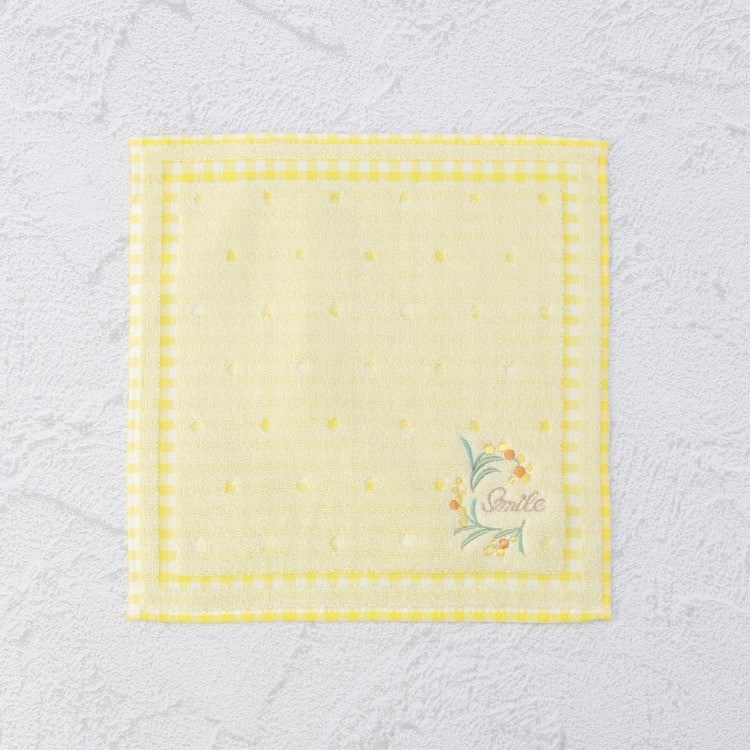 ワンズテラス(one'sterrace)の◆ミモザ刺繍 タオルハンカチ ドット ハンカチ・ハンドタオル