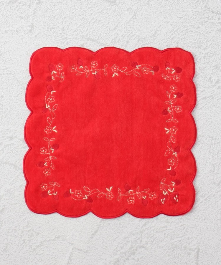 ワンズテラス(one'sterrace)の◆【ワンズテラスオリジナル】苺 タオルハンカチ 刺繍スカラップ レッド(962)