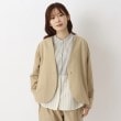 ワンズテラス(one'sterrace)の綿ストレッチ ノーカラージャケット ベージュ(952)