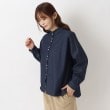 ワンズテラス(one'sterrace)のインディゴデニム フリルネックブラウス ネイビー(994)