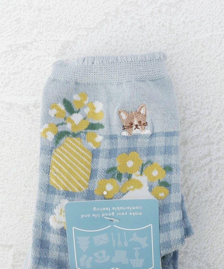 ワンズテラス(one'sterrace)の◆猫刺繍花瓶 クォーターソックス3