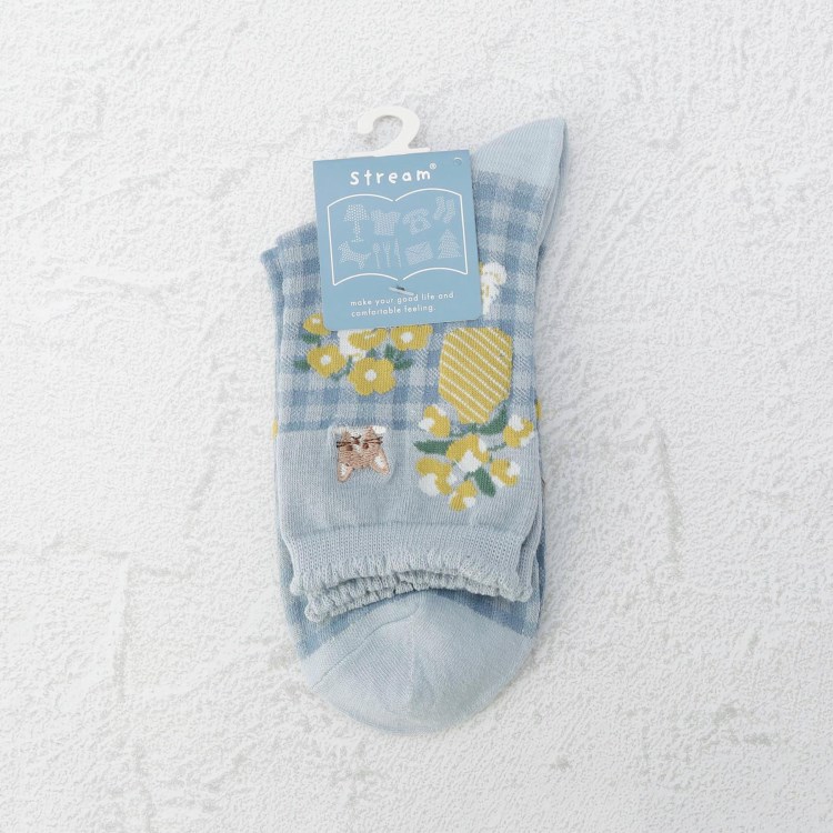 ワンズテラス(one'sterrace)の◆猫刺繍花瓶 クォーターソックス ソックス