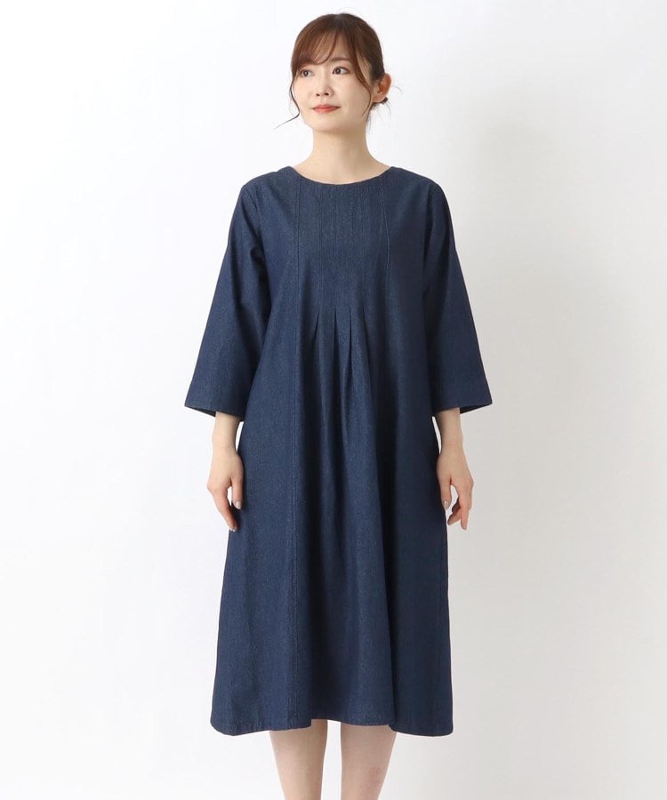 ワンズテラス(one'sterrace)のインディゴ ミモザ刺繍 フレアワンピース1
