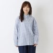 ワンズテラス(one'sterrace)の先染綿麻 スタンドハイカラーシャツ ブルー(993)