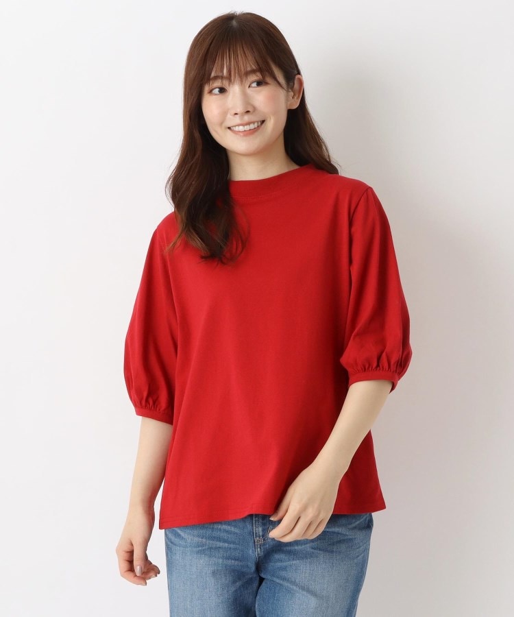ワンズテラス(one'sterrace)の【リンネル7月号掲載】パフスリーブ 綿カットソープルオーバー レッド(962)