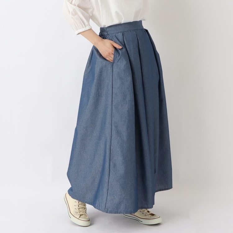 ワンズテラス(one'sterrace)のデニム タック入り ロングギャザースカート マキシ・ロングスカート