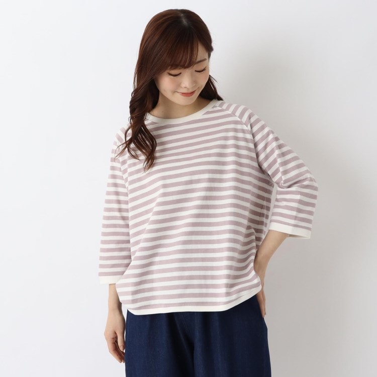 ワンズテラス(one'sterrace)のゆったり ラグラン7分袖 ボーダープルオーバー カットソー