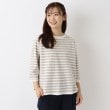 ワンズテラス(one'sterrace)のゆったり ラグラン7分袖 ボーダープルオーバー グレージュ(950)