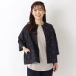 ワンズテラス(one'sterrace)のドット刺繍入り 5分袖ジャケット ネイビー(994)