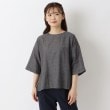ワンズテラス(one'sterrace)のコットンWガーゼ ドット柄5分袖ブラウス ブラック(919)