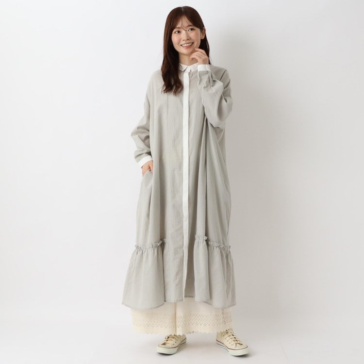 ワンズテラス(one'sterrace)の裾ギャザー ロングシャツワンピース マキシ・ロングワンピース