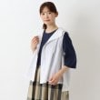 ワンズテラス(one'sterrace)のパナマ織り 綿麻フード付きベスト ホワイト(901)