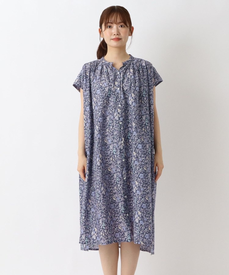 ワンズテラス(one'sterrace)の花柄PT フレンチスリーブ 前開きワンピース1