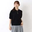 ワンズテラス(one'sterrace)の強撚コットン 5分袖ニットポロプルオーバー ブラック(919)