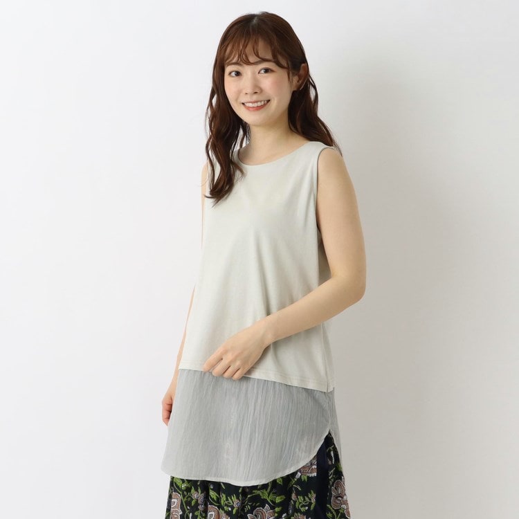 ワンズテラス(one'sterrace)の異素材切替 裾ラウンド タンクトップ タンクトップ・キャミソール